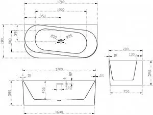 Ванна акриловая Abber 170х75 AB9494-1.7, 2