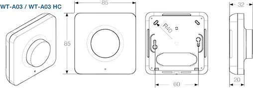 Проводной комнатный терморегулятор НО/НЗ 24/230В WATTS WT-A03 HC белый P08017