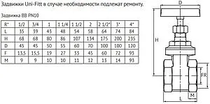 Задвижка клиновая 2"в x 2"в Uni-Fitt 140G7000 Задвижка клиновая 2"в x 2"в Uni-Fitt 140G7000, 2