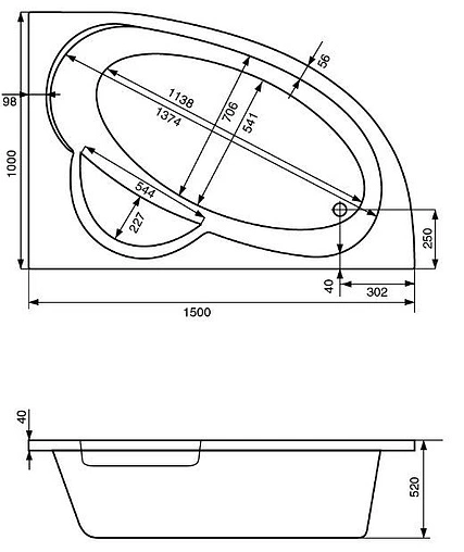Ванна акриловая Santek Шри-Ланка 150x100 R 1WH302395 Ванна акриловая Santek Шри-Ланка 150x100 R 1WH302395