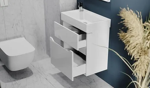 Тумба-умывальник подвесная Raval Brik 55 белый Brk.01.55/P/W/RL+17055-KL