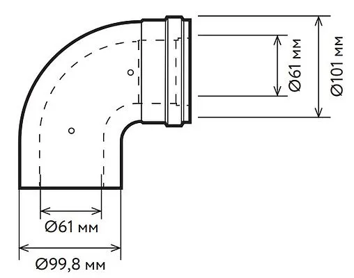 Колено для дымохода Ø 60/100мм ∠ 90° (Al) Arderia 2601222