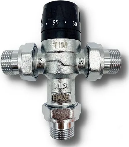 Трехходовой термостатический смесительный клапан 3/4" +38...+60°С TIM ...