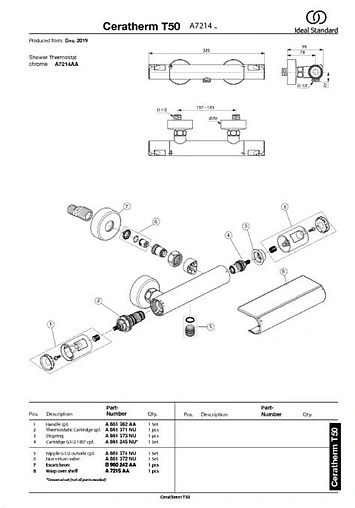 Термостат для душа Ideal Standard Ceratherm T50 хром A7214AA