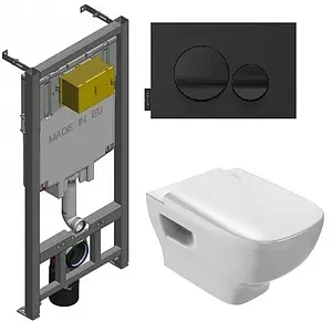 Комплект 5 в 1 Jacob Delafon Struktura E21750RU-00 с кнопкой E20859-7-BMT кнопки/черный глянцевый, рамка/черный матовый Комплект 5 в 1 Jacob Delafon Struktura E21750RU-00 с кнопкой E20859-7-BMT кнопки/черный глянцевый, рамка/черный матовый, 1