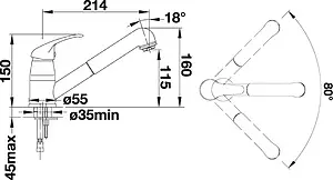 Смеситель для кухни с выдвижным изливом Blanco Daras - S жасмин 524194 Смеситель для кухни с выдвижным изливом Blanco Daras - S жасмин 524194, 3