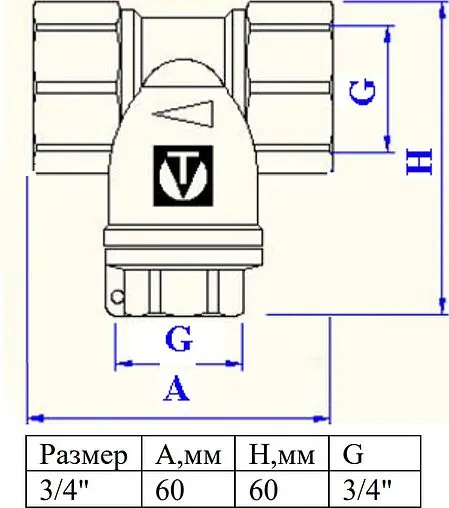 Фильтр прямой сетчатый мини ¾&quot;в x ¾&quot;в Valtec VT.385.N.05