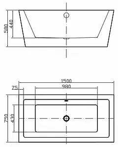 Ванна акриловая отдельностоящая Swedbe Vita 150x75 8832, 3