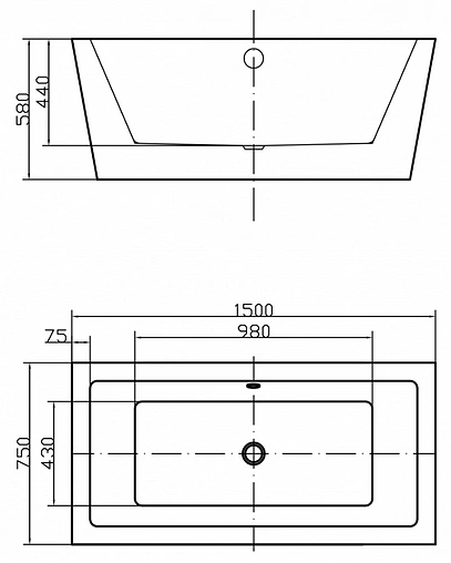 Ванна акриловая отдельностоящая Swedbe Vita 150x75 8832