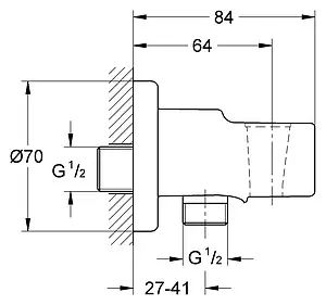 Шланговое подключение с держателем Grohe Relexa хром 28679000 Шланговое подключение с держателем Grohe Relexa хром 28679000, 2