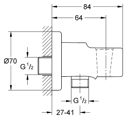 Шланговое подключение с держателем Grohe Relexa хром 28679000