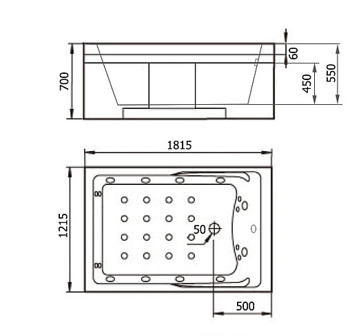 Ванна акриловая с гидромассажем Gemy 181x121 L G9061 new K L