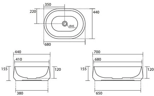 Раковина Kerasan F10 70 белый 460601