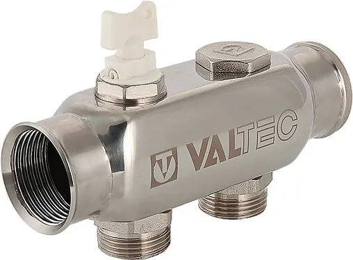 Коллектор распределительный проходной 6 отводов 1&quot;в/в x ¾&quot;ек Valtec VTc.505.SS.060506