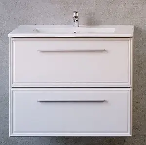 Тумба-умывальник подвесная Raval Quadro 75 белый Qua.07.75/P/W+QDR75SLWB01, 4