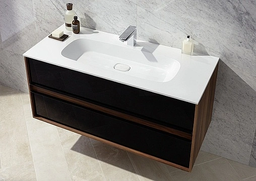 Тумба-умывальник подвесная VitrA Metropole 100 чёрный/сливовое дерево 58183