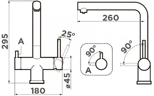 Смеситель для кухни с подключением к фильтру Omoikiri Takamatsu нержавеющая сталь 4994085