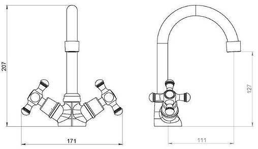Смеситель для раковины Damixa Retro хром 230210000 Смеситель для раковины Damixa Retro хром 230210000