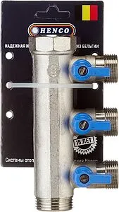 Коллектор запорный проходной 3 отвода синий 1"в/н x ¾"ек Henco VB060503-BLAUW Коллектор запорный проходной 3 отвода синий 1"в/н x ¾"ек Henco VB060503-BLAUW, 5