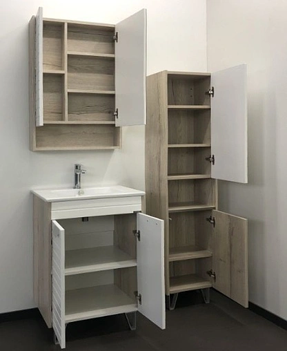 Шкаф-зеркало Comforty Клеон 60 дуб дымчатый 00-00002045CF