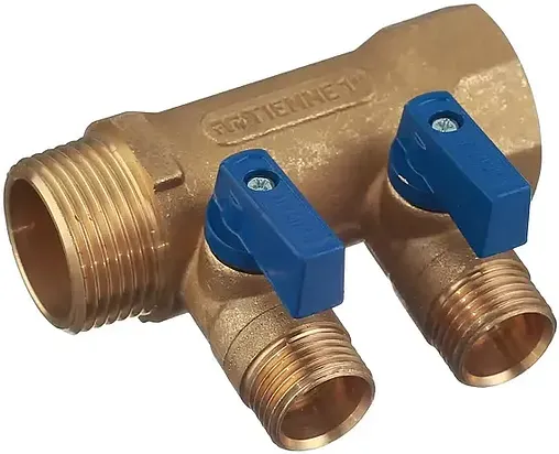 Коллектор запорный проходной 2 отвода 1&quot;в/н x ½&quot;к Tiemme NINO 1820006