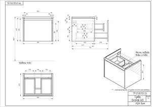 Тумба-умывальник подвесная Cersanit Grande 60 бежевый 64309+S-UM-COM60/1-w, 2