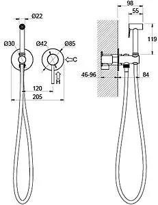 Гигиенический душ со смесителем Aquatek Европа чёрный матовый AQ1319MB, 2