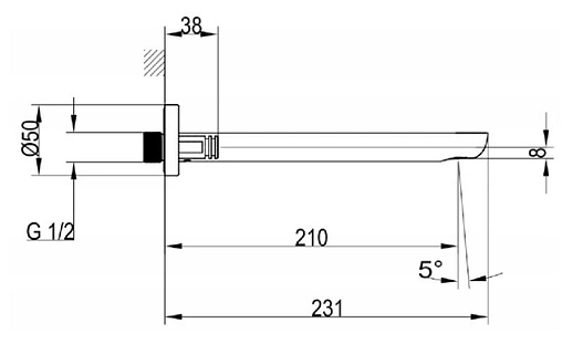 Излив для скрытого монтажа Villeroy&amp;Boch O.novo хром TVT10450500061