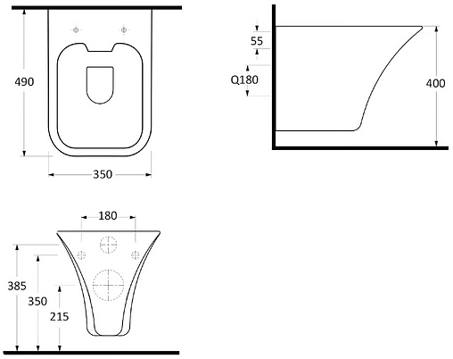 Унитаз подвесной безободковый с функцией биде beWash Ladoga белый 54303601