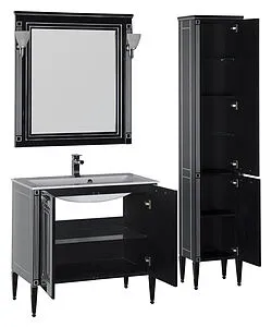 Шкаф-пенал напольный Aquanet Паола чёрный/серебро 181771 Шкаф-пенал напольный Aquanet Паола чёрный/серебро 181771, 5