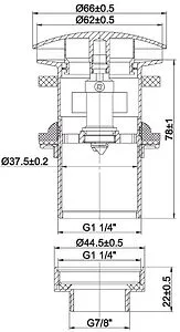 Выпуск автоматический для раковины с переливом Arrowhead ST хром 740004 Выпуск автоматический для раковины с переливом Arrowhead ST хром 740004, 2