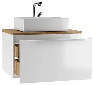 Тумба-умывальник подвесной Домино Senator 70 белый/дуб вотан DS4301T+641945, 4