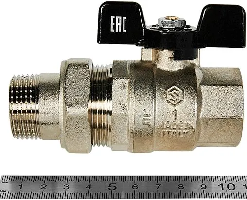 Кран шаровый с американкой 1&quot;в x 1&quot;н Stout ГОСТ Р 59553-2021 SVB-0007-200025