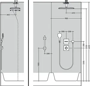 Лейка верхнего душа с потолочным креплением Hansgrohe Rainmaker Select 460 2jet черное стекло/хром 24004600 Лейка верхнего душа с потолочным креплением Hansgrohe Rainmaker Select 460 2jet черное стекло/хром 24004600, 4