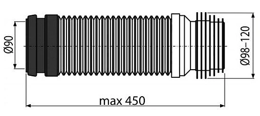 Гофрированный соединительный отвод унитаза DN 90 AlcaPlast M9006