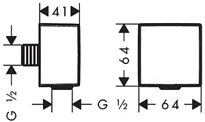 Шланговое подключение Hansgrohe FixFit Square полированное золото 26455990 Шланговое подключение Hansgrohe FixFit Square полированное золото 26455990, 2