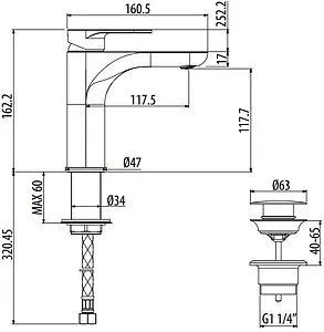 Смеситель для раковины Gattoni H2OMIX7000 чёрный матовый 7004570NO Смеситель для раковины Gattoni H2OMIX7000 чёрный матовый 7004570NO, 2