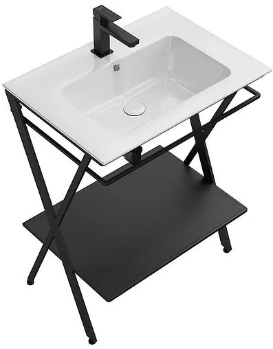 Консоль с умывальником напольная Kerama Marazzi Piano Next 65 чёрный PIA.N.65\BLK+PI.wb.65