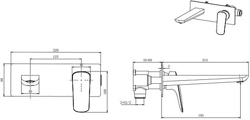 Смеситель для раковины из стены Aquatek Вега хром AQ1013CR