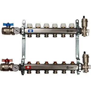 Группа коллекторная без расходомеров 6 отводов 1&quot;в/в x ¾&quot;ек Stout SMS 0912 000006, 1