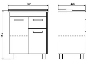 Тумба-умывальник напольная Comforty Барселона 70 белый/венге Тумба-умывальник напольная Comforty Барселона 70 белый/венге, 2