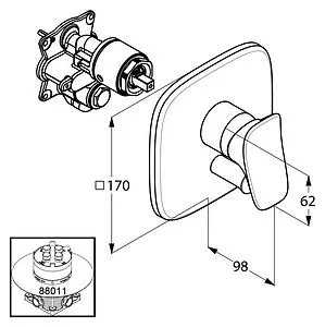 Смеситель для ванны скрытого монтажа Kludi Ambienta хром 536500575 Смеситель для ванны скрытого монтажа Kludi Ambienta хром 536500575, 2