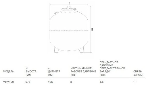 Расширительный бак Aquasystem VRV 100л 8 бар 2501107