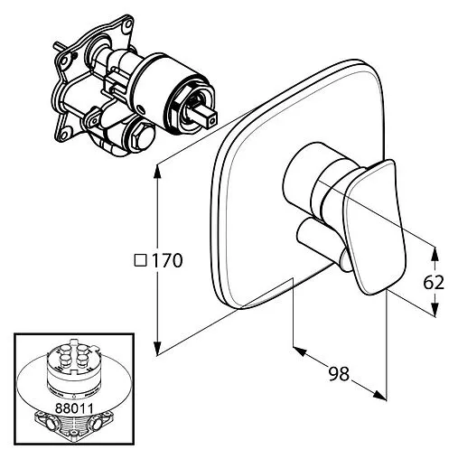 Смеситель для ванны скрытого монтажа Kludi Ambienta хром 536500575 Смеситель для ванны скрытого монтажа Kludi Ambienta хром 536500575