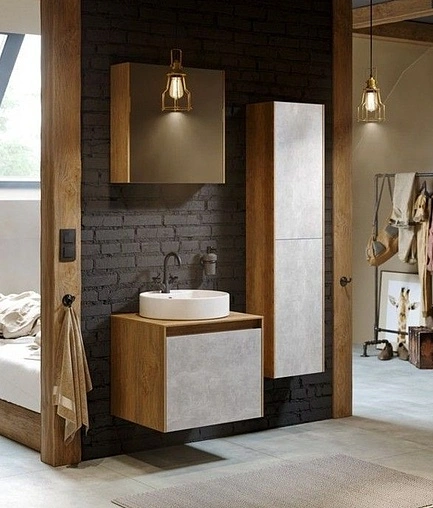 Шкаф-зеркало Aqwella Mobi 60 дуб балтийский MOB0406+MOB0717DB