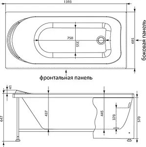 Ванна акриловая Aquanet West 140x70 00204052 Ванна акриловая Aquanet West 140x70 00204052, 4