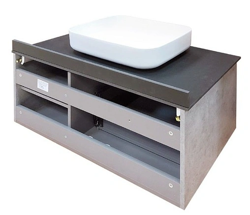 Тумба-умывальник подвесная Comforty Эдинбург 90 бетон светлый/чёрный 00004147997CF