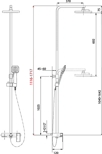 Душевая система со смесителем для ванны Lemark Tropic хром LM7005C