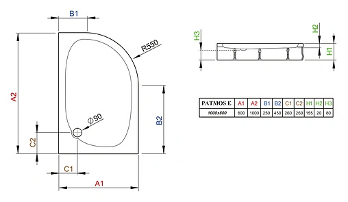 Поддон для душа Radaway Patmos E 4P81155-03L
