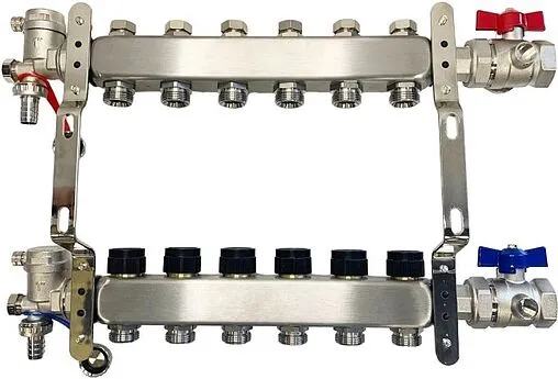 Группа коллекторная без расходомеров 6 отводов 1&quot;в/в x ¾&quot;ек WAAG WG.588.0606.F